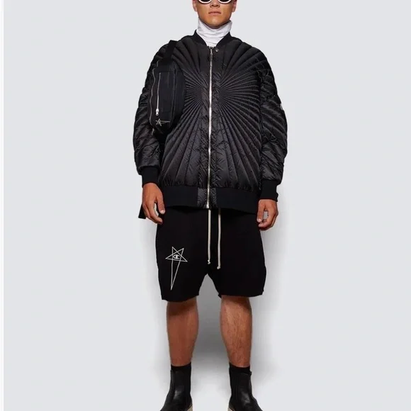 Moncler x Rick Owens Radian Puffer Bomber Jacket Black size 0 - Picture 5 of 6